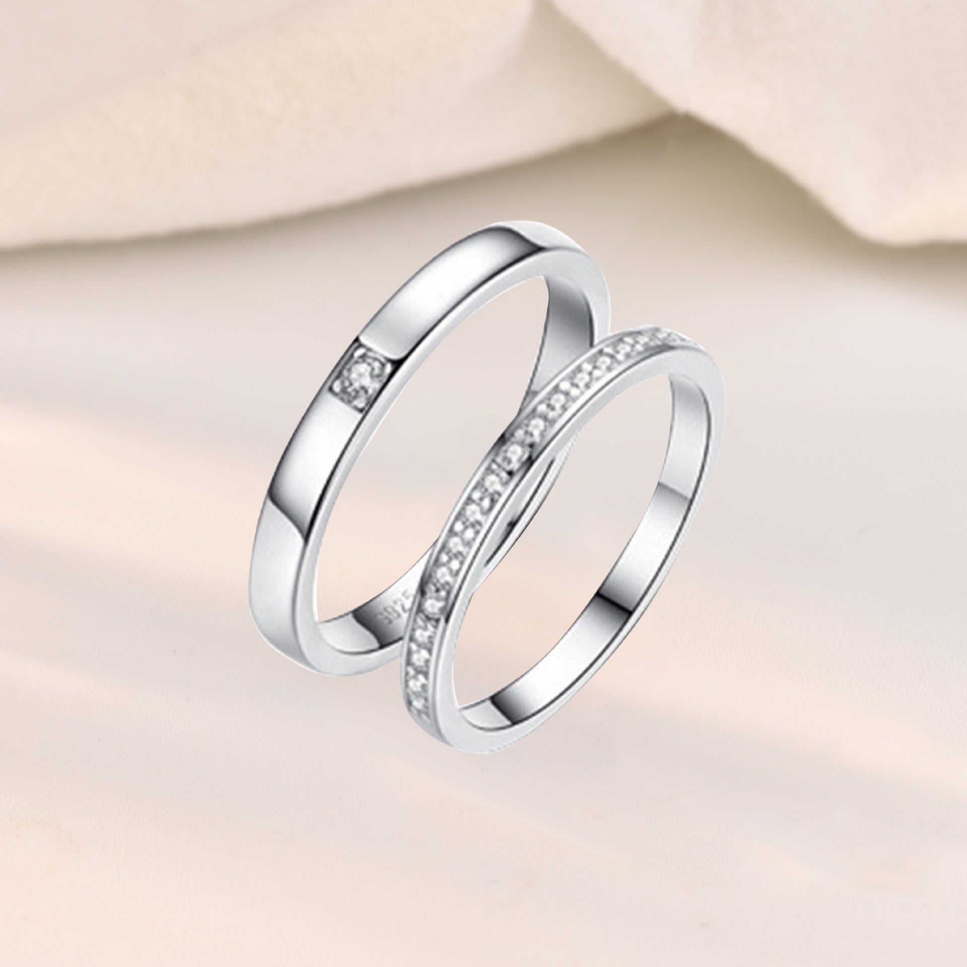 Minimalist 925 Sterling Silver Adjustable CZ Promise Ring