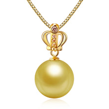 Royal Crown White/Golden Shell Pearl Pendant in 925 Sterling Silver