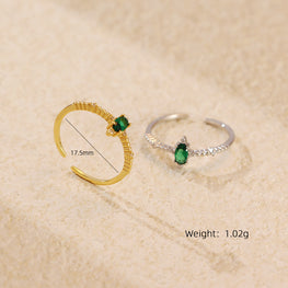 Adjustable Elegant Green Oval CZ Ring in 925 Sterling Silver