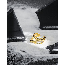 Fashion Triple Lines Cross 925 Sterling Silver Adjustable Ring