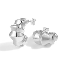 Geometry Irregular C Shape 925 Sterling Silver Stud Earrings