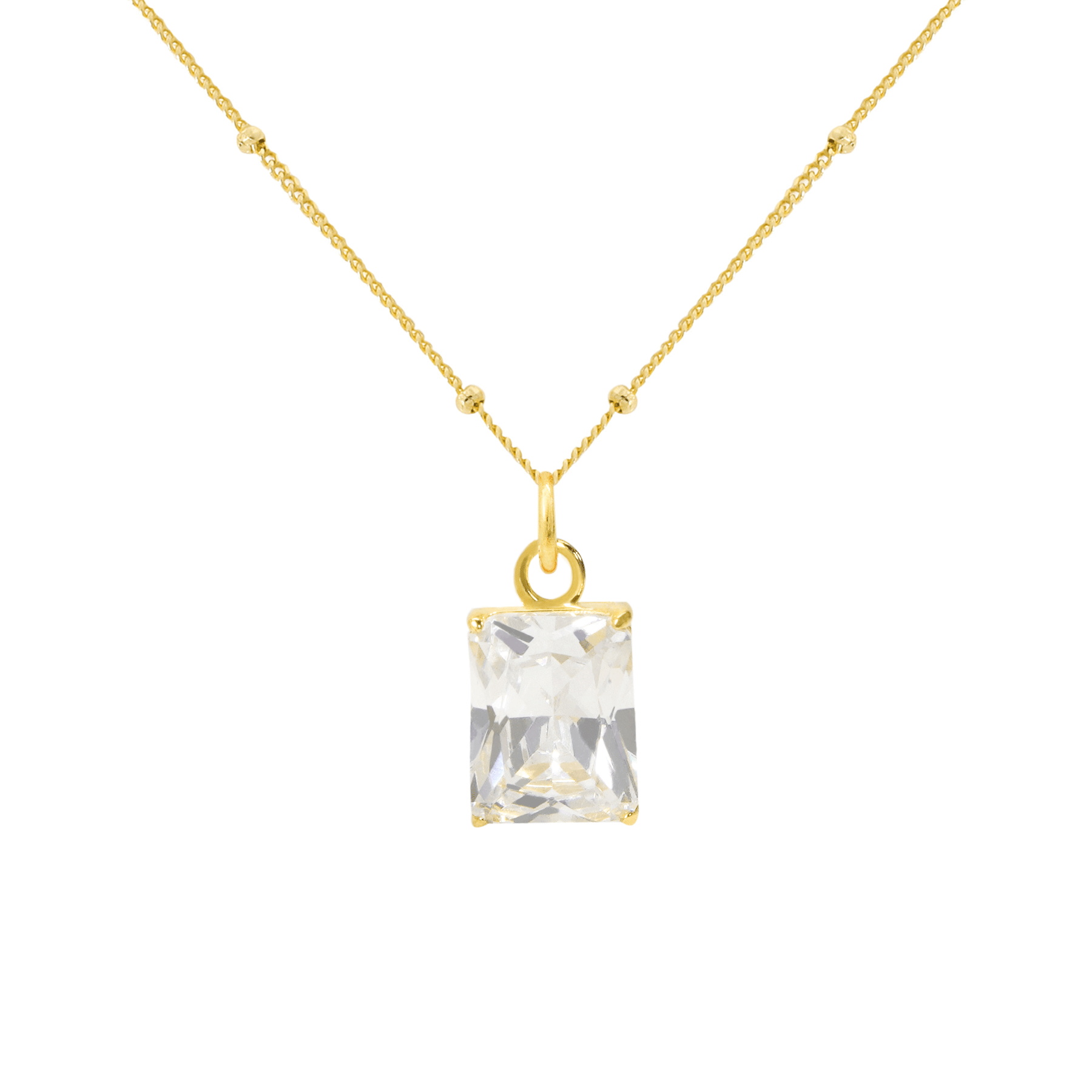 Geometry Fading Color CZ 925 Sterling Silver Necklace