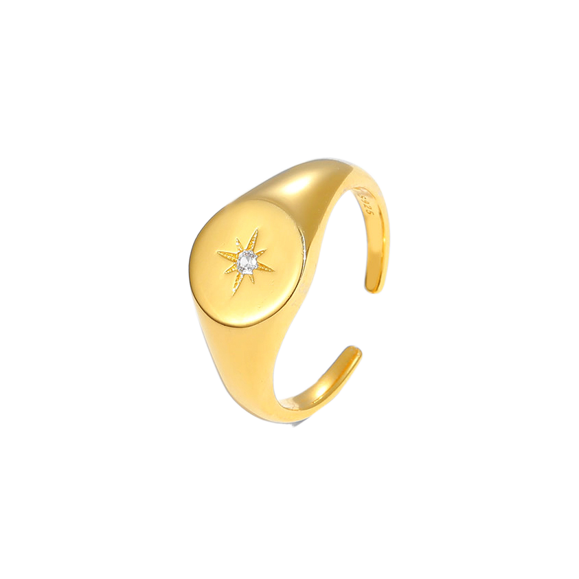 Adjustable CZ Sun Stars 925 Sterling Silver Ring