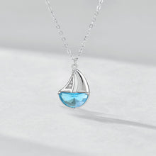 Casual Blue CZ Sailboat Necklace in 925 Sterling Silver