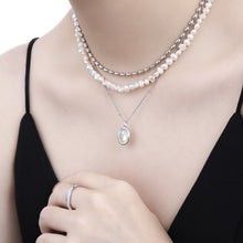 Women’s Oval Natural White Shell 925 Sterling Silver Necklace