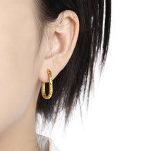 Irregular Painted U Shape 925 Sterling Silver Hoop Earrings