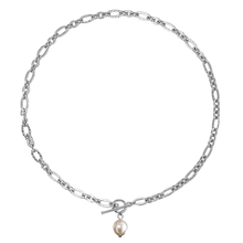 Hollow Wave Oval Natural Pearl Necklace - 925 Sterling Silver