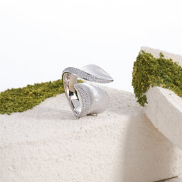 Adjustable 925 Sterling Silver Irregular CZ Border Ring
