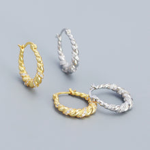 Office Twisted 925 Sterling Silver Hoop Earrings with Zirconia