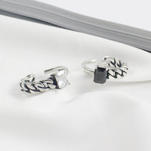 Vintage Square CZ Hollow Chain Adjustable Ring - 925 Sterling Silver