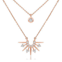 Double Layer CZ Sun Necklace in 925 Sterling Silver