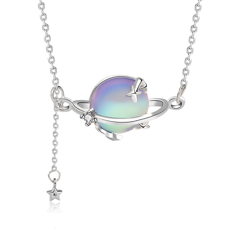 Natural Moonstone Star Necklace in 925 Sterling Silver