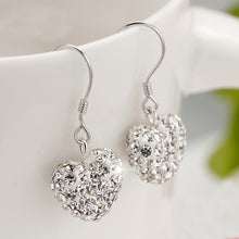Trendy Elegant Heart Hook Earrings in 925 Sterling Silver