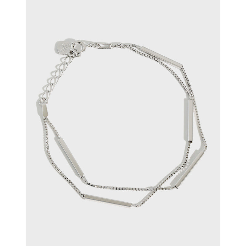 Double Layer S925 Sterling Silver Box Bracelet