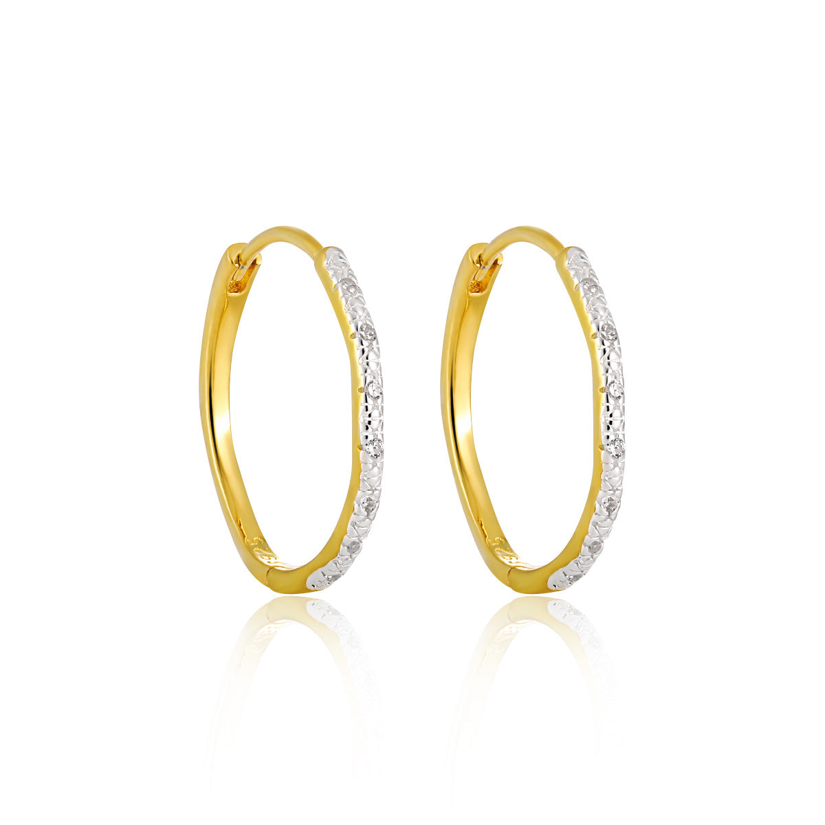 Casual 925 Sterling Silver Gold CZ Hoop Earrings