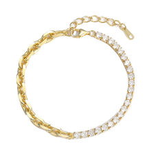 Simple Hollow Chain CZ Montage 925 Sterling Silver Bracelet