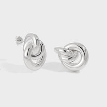 Sterling Silver Three Circles Knots Cross Stud Earrings