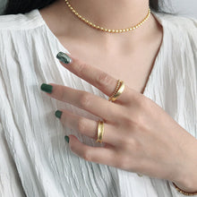 Fashion Double Layer Beads Chain 925 Sterling Silver Adjustable Ring