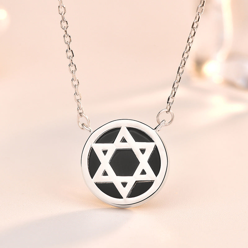Party Black Natural Agate & Mother of Shell Star Necklace