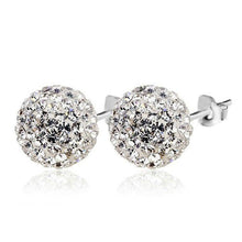925 Sterling Silver CZ Pave Ball Stud Earrings