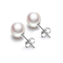 925 Sterling Silver White Shell Pearl Stud Earrings (6/8mm)