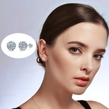 925 Sterling Silver CZ Pave Ball Stud Earrings
