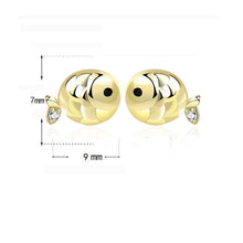 Cute Mini CZ Carp Fish 925 Sterling Silver Stud Earrings