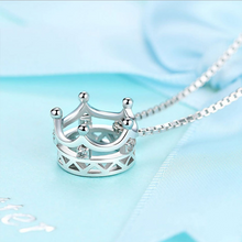 Elegant Crown White CZ Pendant in Solid 925 Sterling Silver