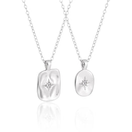 Women’s Shining CZ Star Geometry Necklace in 925 Sterling Silver