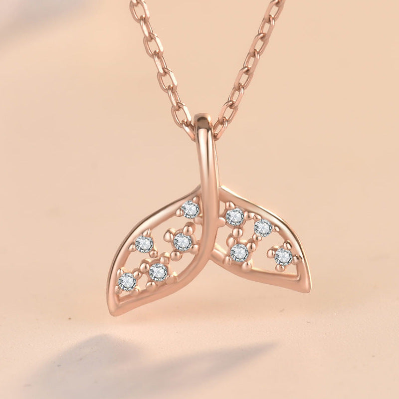 Girls' 925 Sterling Silver Fish Tail Necklace with CZ