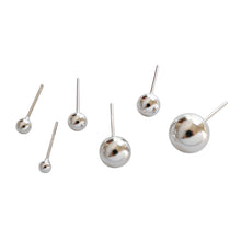 Smooth Round Bead 925 Sterling Silver Stud Earrings
