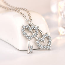 Honey Moon Hollow Sterling Silver CZ Heart Key Necklace