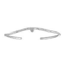Simple Irregular CZ Wave 925 Sterling Silver Open Bangle