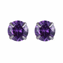 Simple CZ White 925 Sterling Silver Round Stud Earrings