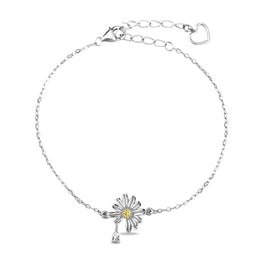 Summer Daisy Flower CZ Bracelet in 925 Sterling Silver