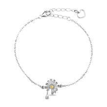 Summer Daisy Flower CZ Bracelet in 925 Sterling Silver