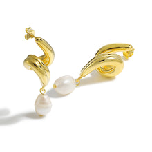 Large Irregular Natural Pearl Knot Earrings in 999 Sterling Silver