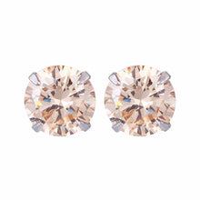 Elegant CZ White 925 Sterling Silver Round Stud Earrings