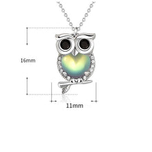 Natural Moonstone Owl Necklace in 925 Sterling Silver
