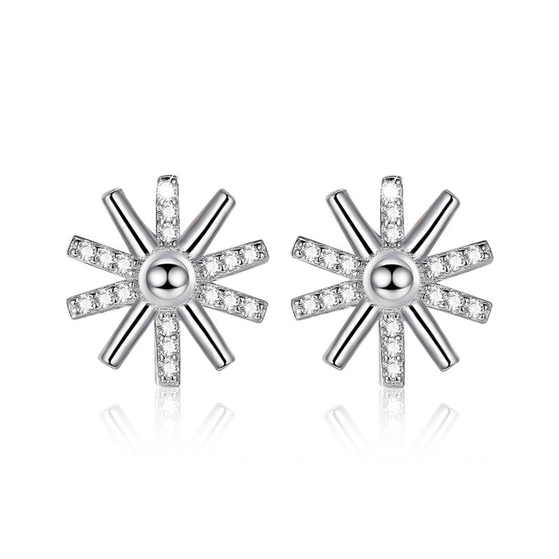 Trendy Sunflower 925 Sterling Silver Stud Earrings