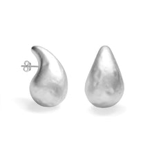 Irregular Textured Water Drop 999 Sterling Silver Earrings