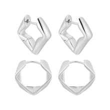 Minimalist Irregular Geometry 925 Sterling Silver Hoop Earrings