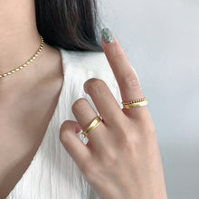 Fashion Double Layer Beads Chain 925 Sterling Silver Adjustable Ring