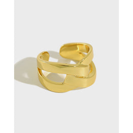 Adjustable X Shape Wide Cross 925 Sterling Silver Ring