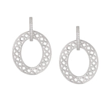 Frosted Hollow CZ Circle Dangling Earrings in 925 Sterling Silver