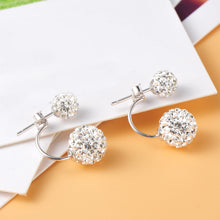 Elegant Spherical Double White 925 Sterling Silver Stud Earrings