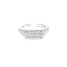 Adjustable Geometry Irregular Rectangle CZ Ring in 925 Sterling Silver