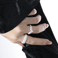 Adjustable Irregular Lava 925 Sterling Silver Ring