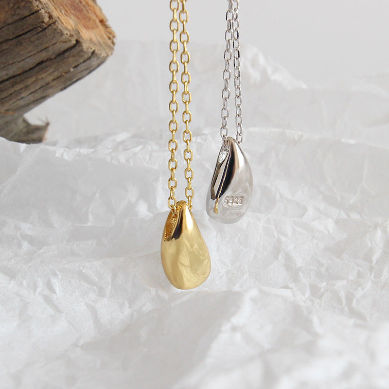 S925 Pure Silver Water Droplet Pendant Necklace