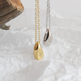 S925 Pure Silver Water Droplet Pendant Necklace